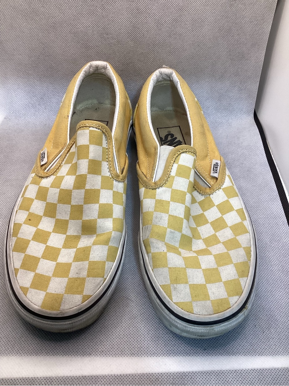 Vans Classic Slip-On Checkerboard Yellow White Canvas Shoes Unisex